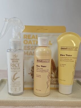 Global Beauty Care Rice Water Cleanser, Milky Toner, Oatmeal Mask & Hair Mist